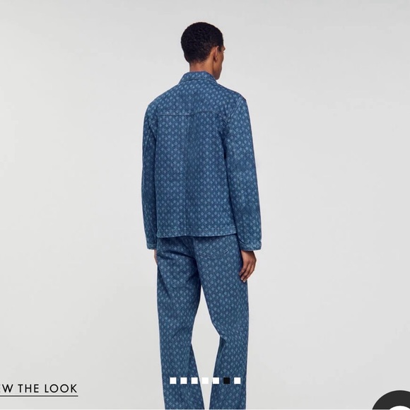 Sandro Indigo Patterned Jeans with Tan Patch - Picture 3 of 7